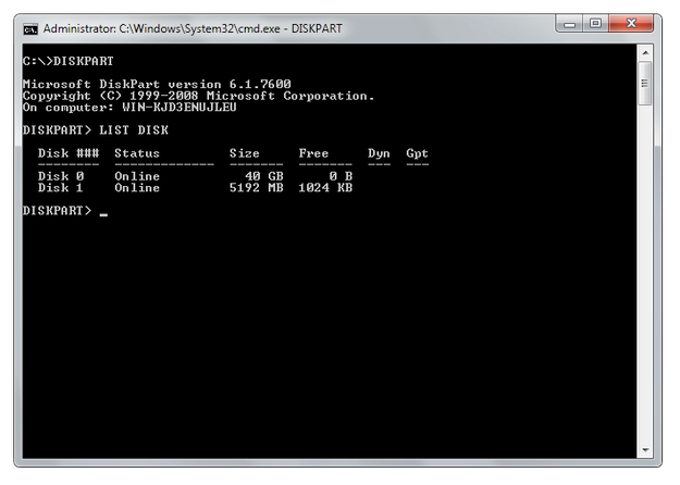 Microsoft Windows Command Line DiskPart